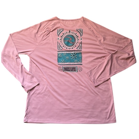 Reel Life Women's Long Sleeve UV T-Shirt Mauve Abstract Design Print on Back XXL - Picture 12 of 16